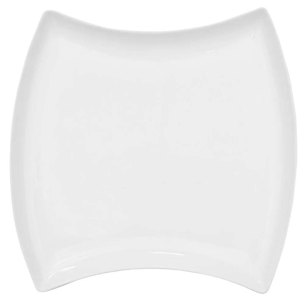 CAC China FTO-21 Square Plate, 10-1/2" x 10-1/2" x 1-1/4", Porcelain Bone White - Dozen