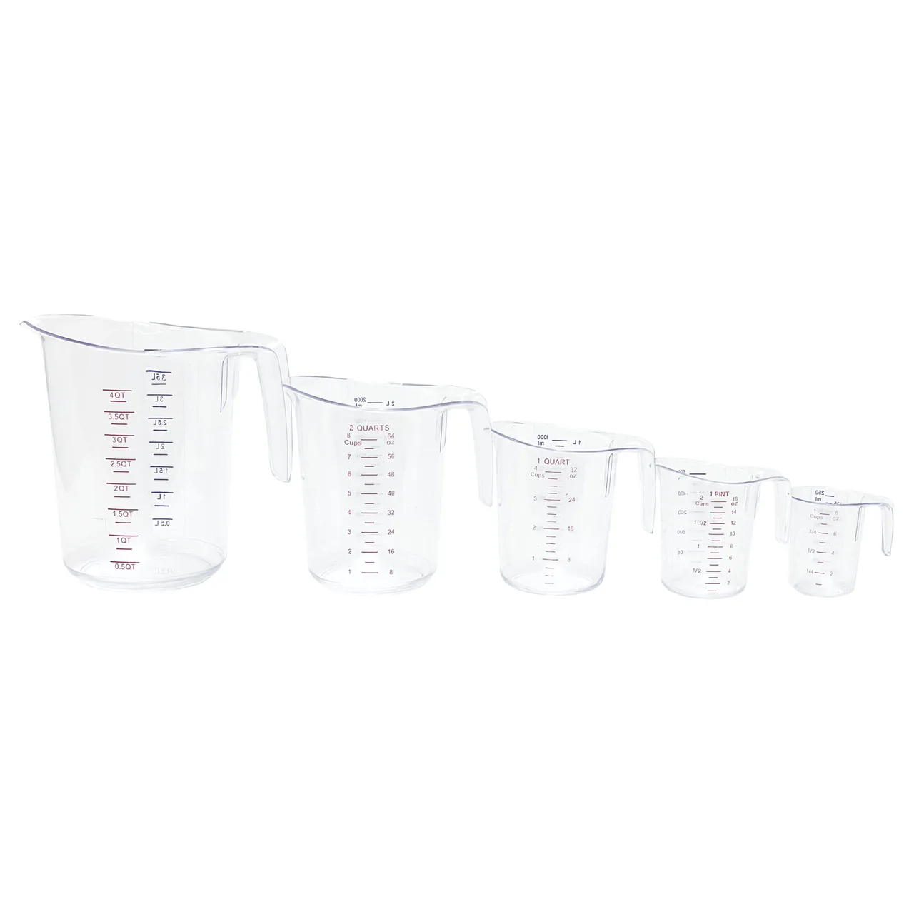CAC China MCBK-5SET Measuring Cup Set, 5-Piece, 1 Qt, 2 Qt, 4 Qt, 1 Pt, 1 Cup, PC, NSF - Set