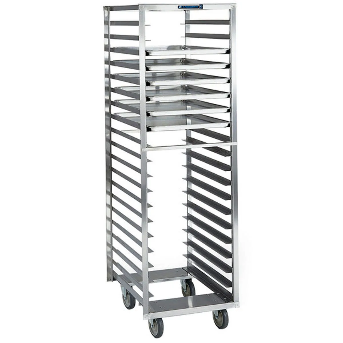 Lakeside 173 20 Pan End Load Full Height Stainless Steel Bun / Sheet Pan Rack w/ 3" Bottom Load Slides