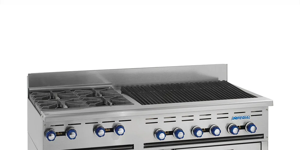 Imperial IR-4-RB36-C 60" Gas Restaurant Range w/ (4) Open Burners, (1) 36" Radiant Broiler, (1) Standard Oven, (1) Convection Oven, 283.000 BTU