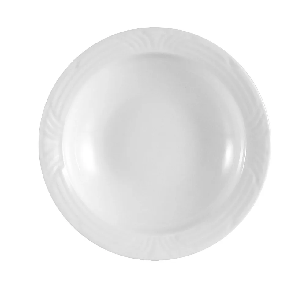 CAC China CRO-11 Corona Fruit Dish, 5" Dia, 1-1/2" H, 5 oz, Porcelain, White, Embossed - Dozen