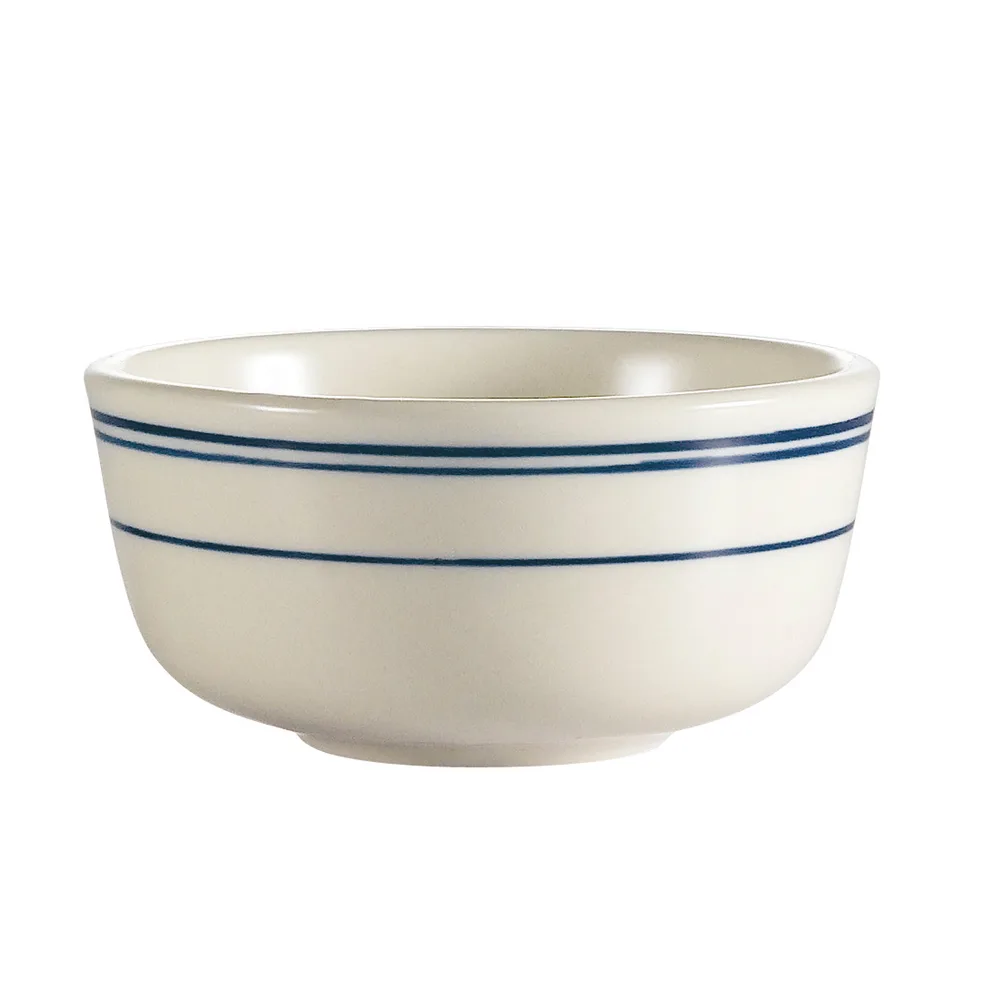 CAC China BLU-95 Blue Line Jung Bowl – 9-1/2 oz., 4-3/8" dia. x 2-1/4" H, Round, Ceramic – 1 Dozen