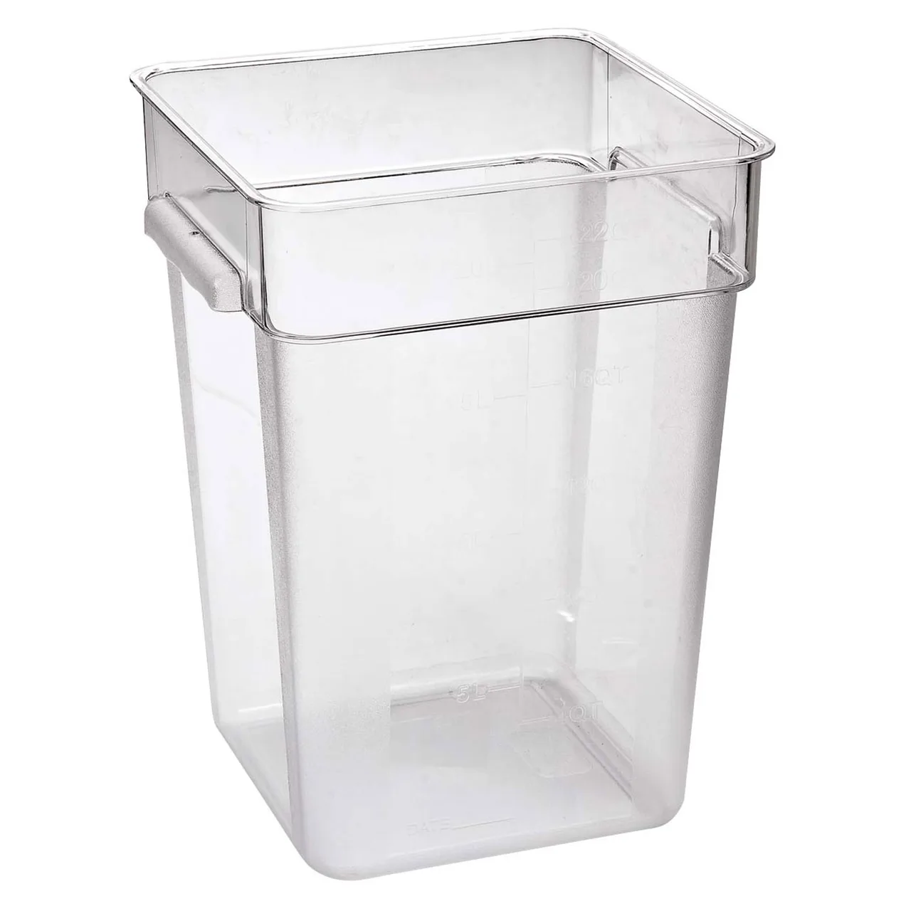 Omcan USA 80182 22‑Qt Square Clear Polycarbonate Food Storage Container, 19‑24 Qt