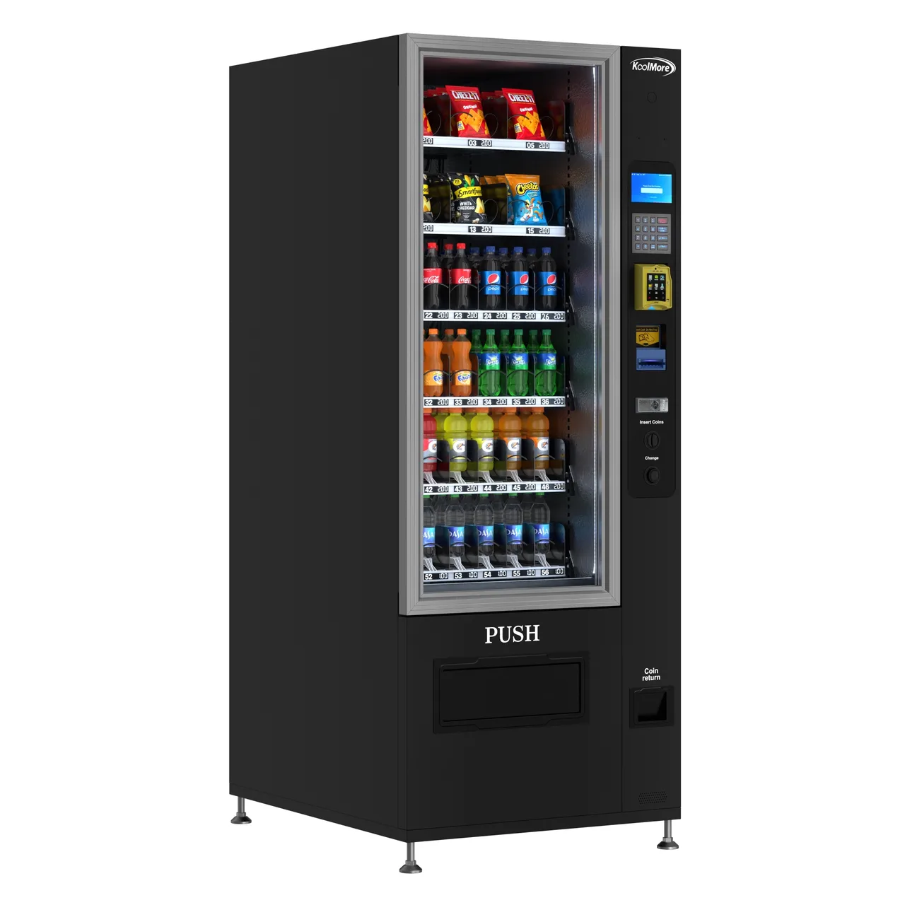 Koolmore KM-VMR-30-BR Refrigerated Snack and Drink Vending Machine w/ 36 Slots, Credit Card Reader and Bill Acceptor