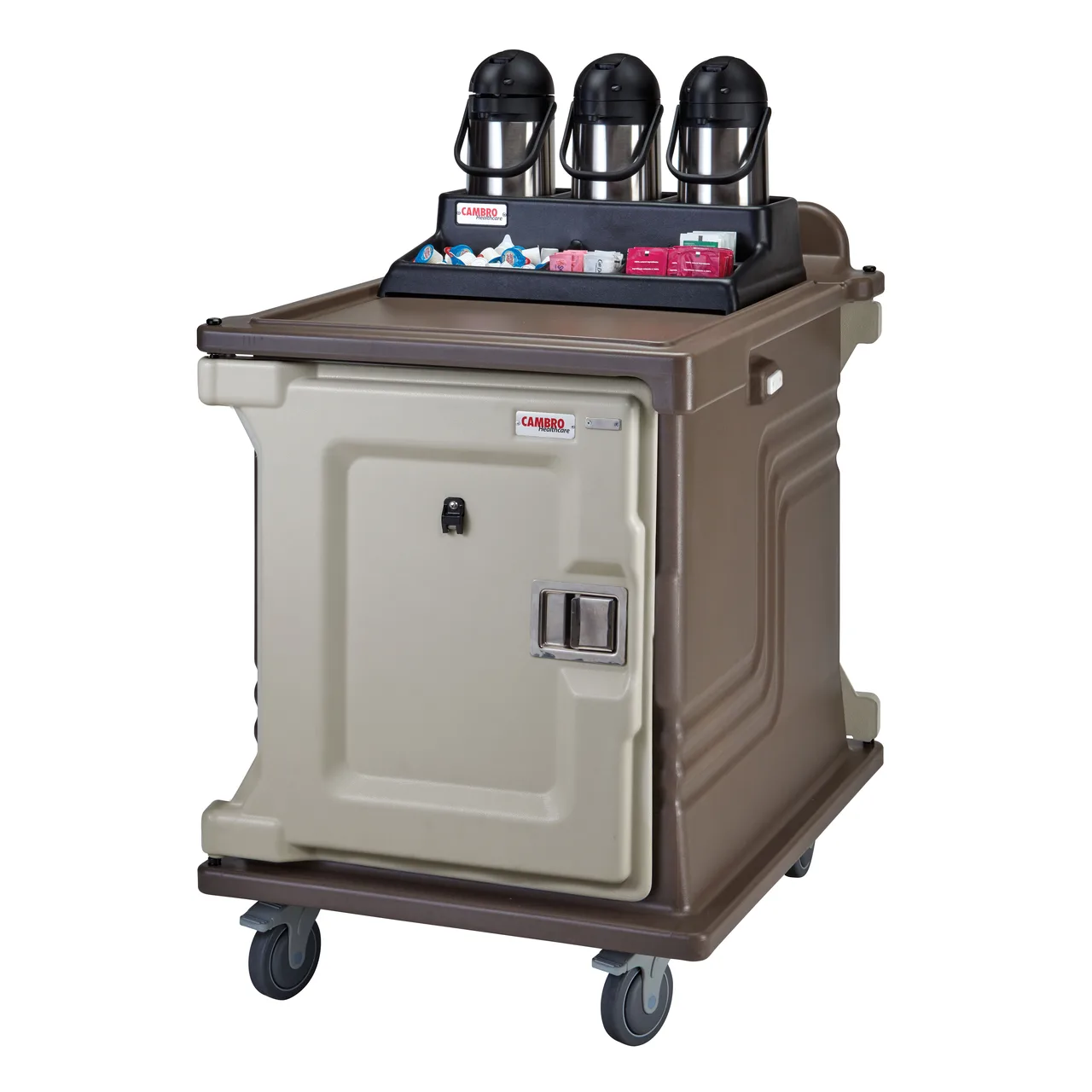 Cambro MDC1520S10D194 Granite Sand 10 Tray Dual Access Meal Delivery Cart w/ 2 Doors