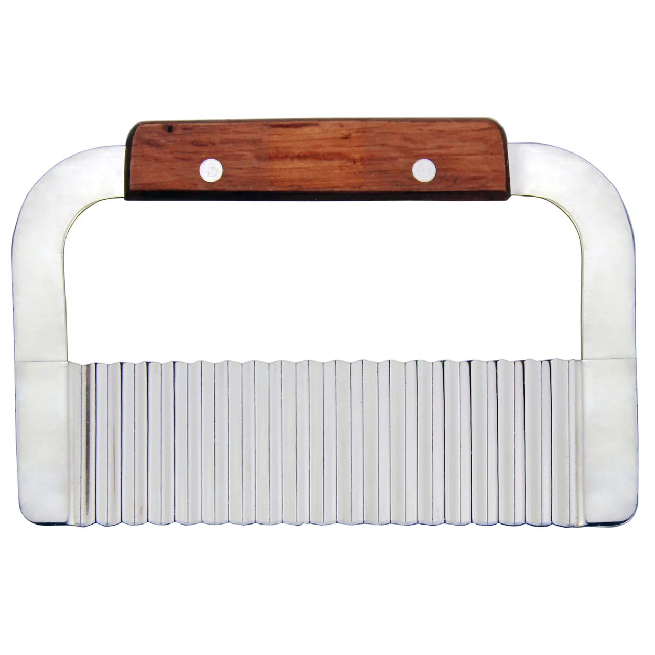 Omcan USA 80006 Crinkle Cut Serrator, 7-1/4" Stainless Steel Blade, Wooden Handle, Garnishing Tool