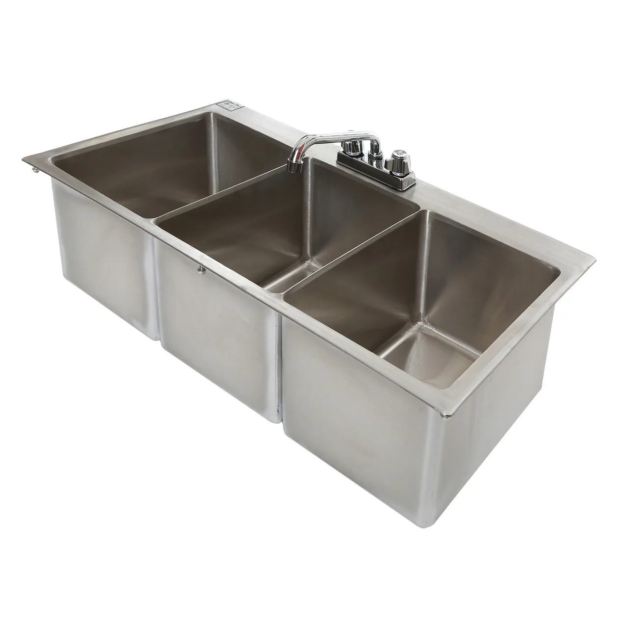 Klinger's Trading DIS3042 Three Compartment Drop-In Sink - 10"Wx14"front-to-backx10"D