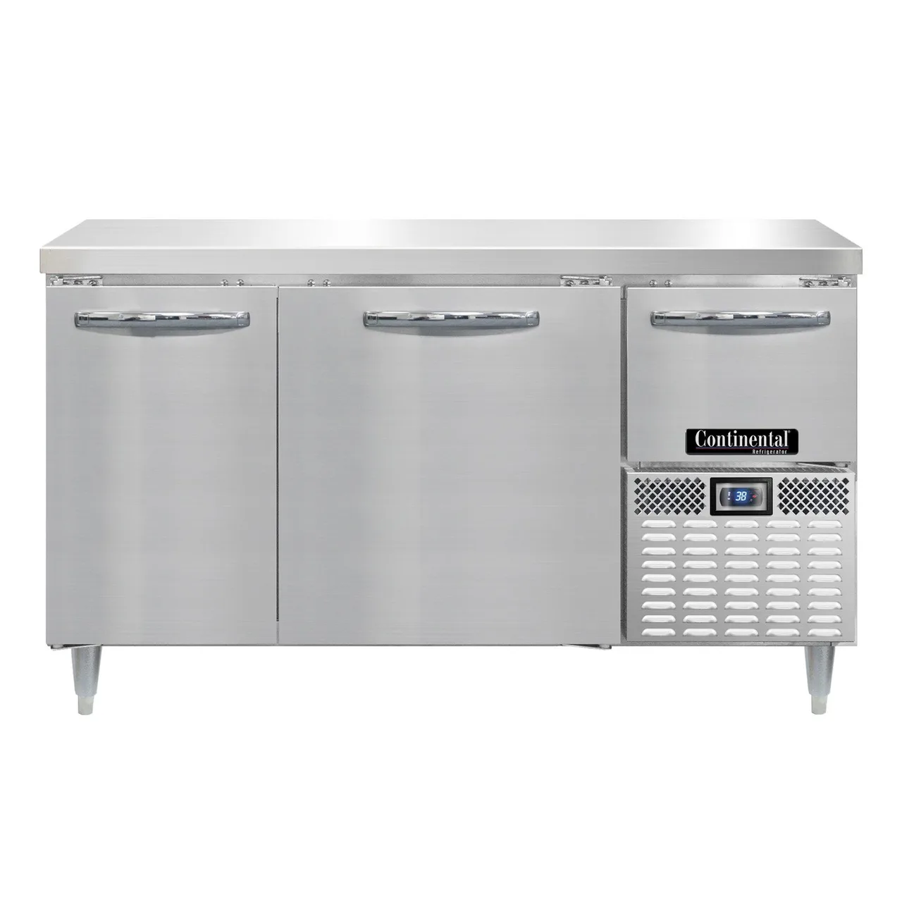 Continental Refrigerator DRA60NSS 60" Worktop Refrigerator w/ 2 Full & 1 Half Doors