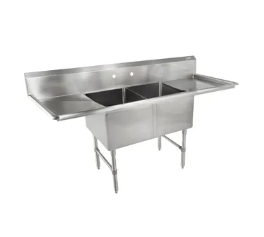 John Boos 2B244-2D24-X 99" Two Compartment Sink, 24"W x 24"L Bowl With 2 Drainboards