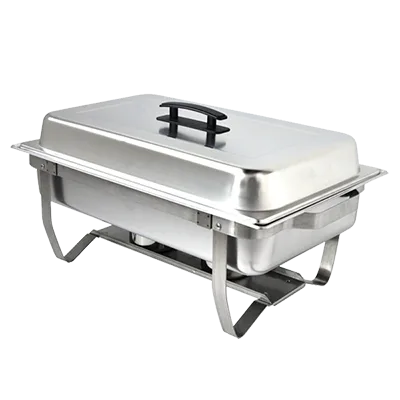 Omcan USA 31354 9-Qt Rect Stainless Steel Chafing Dish with Lift‑Off Cover, Steam and Water Pans