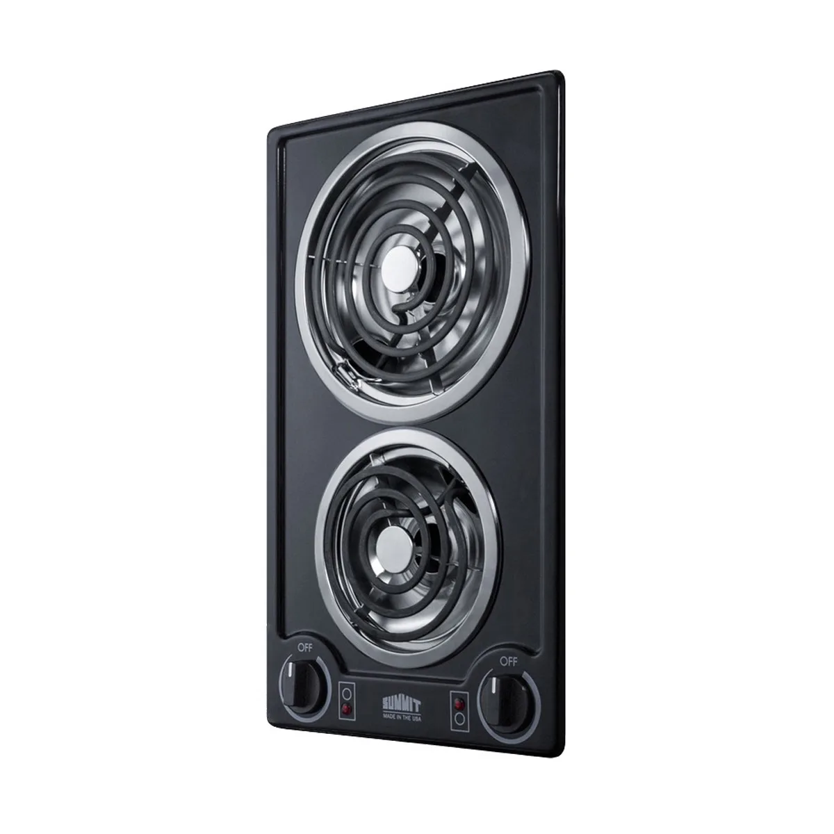 Summit CCE226BL 12" Electric Radiant Cooktop w/ (2) Spiral Burners, Manual Controls, Black Porcelain, 1.625 kW, 230v