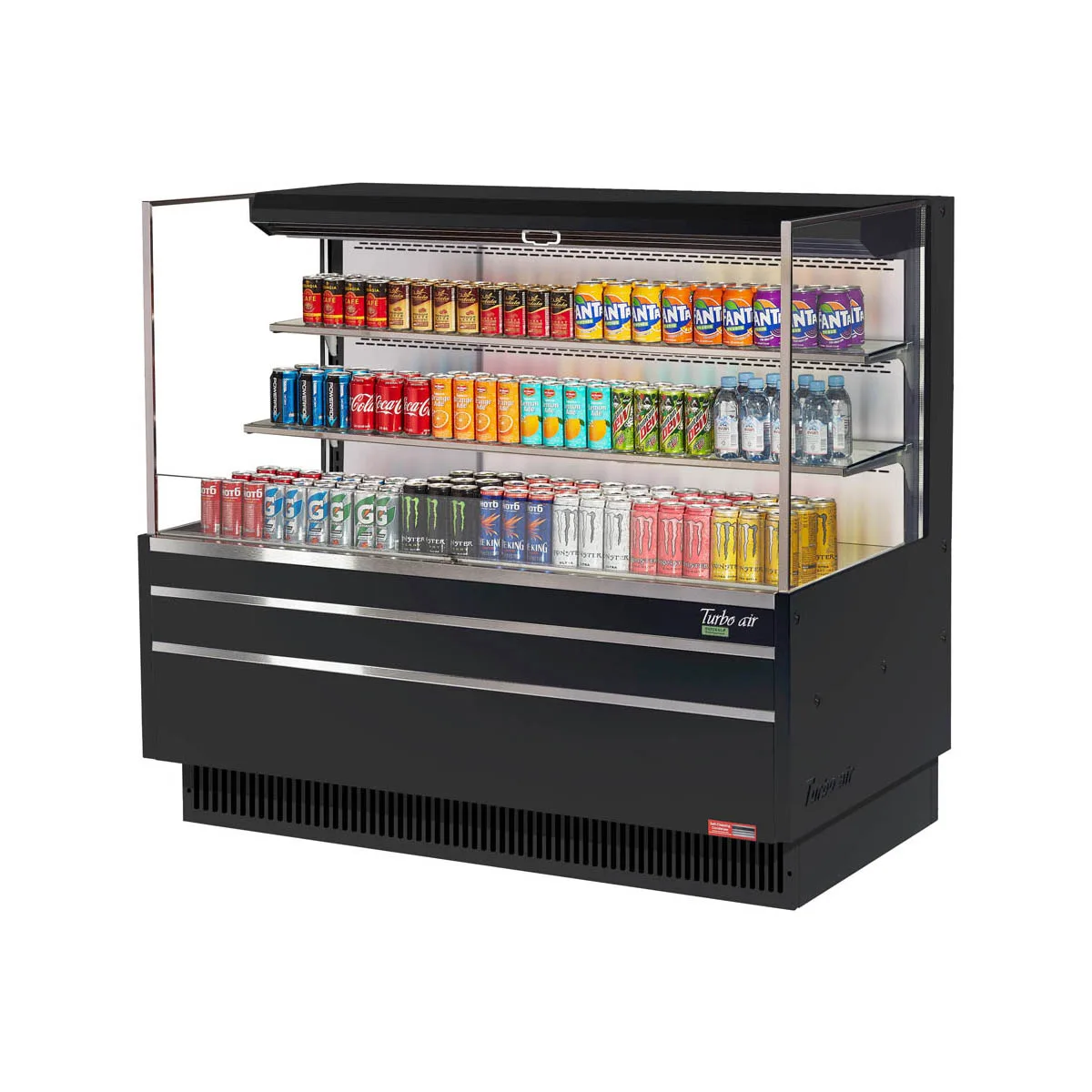 Turbo Air TOM-60L-UF-W(B)-3S-N 58" Horizontal Open Air Merchandiser, Specify Exterior, Self-Contained, 2 Shelves