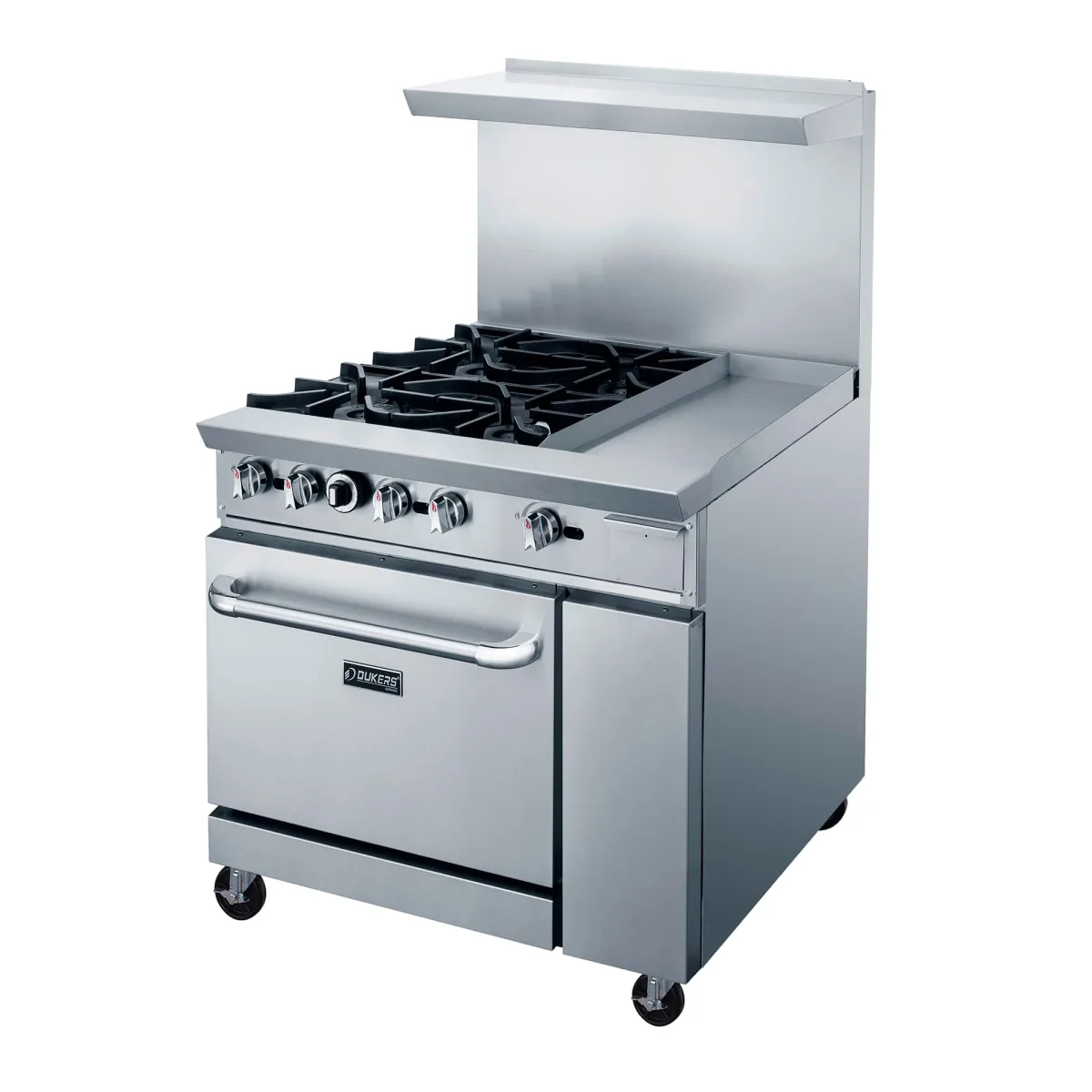 Dukers DCR36-4B12GM 36" 4 Burner Gas Range w/ Griddle - Standard Oven, Convertible