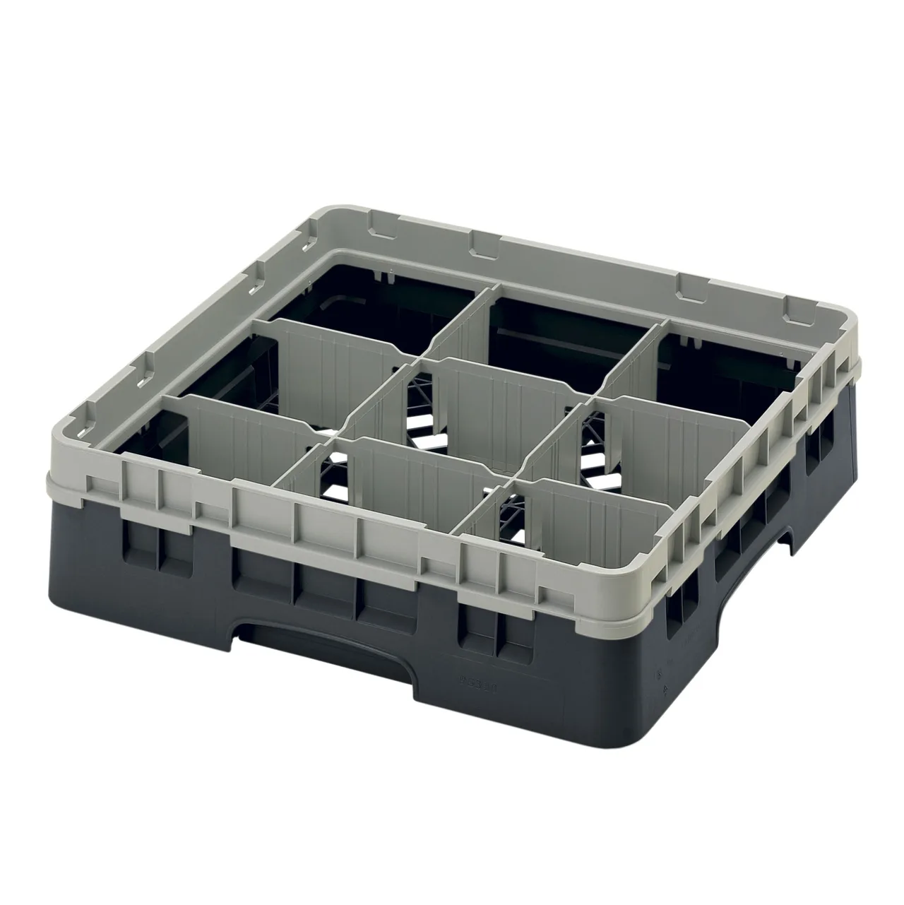 Cambro 9S318110 Camrack Glass Rack, Full Size, 19-3/4 x 19-3/4, 9 Compartments, Black, HACCP Compliant, NSF Certified