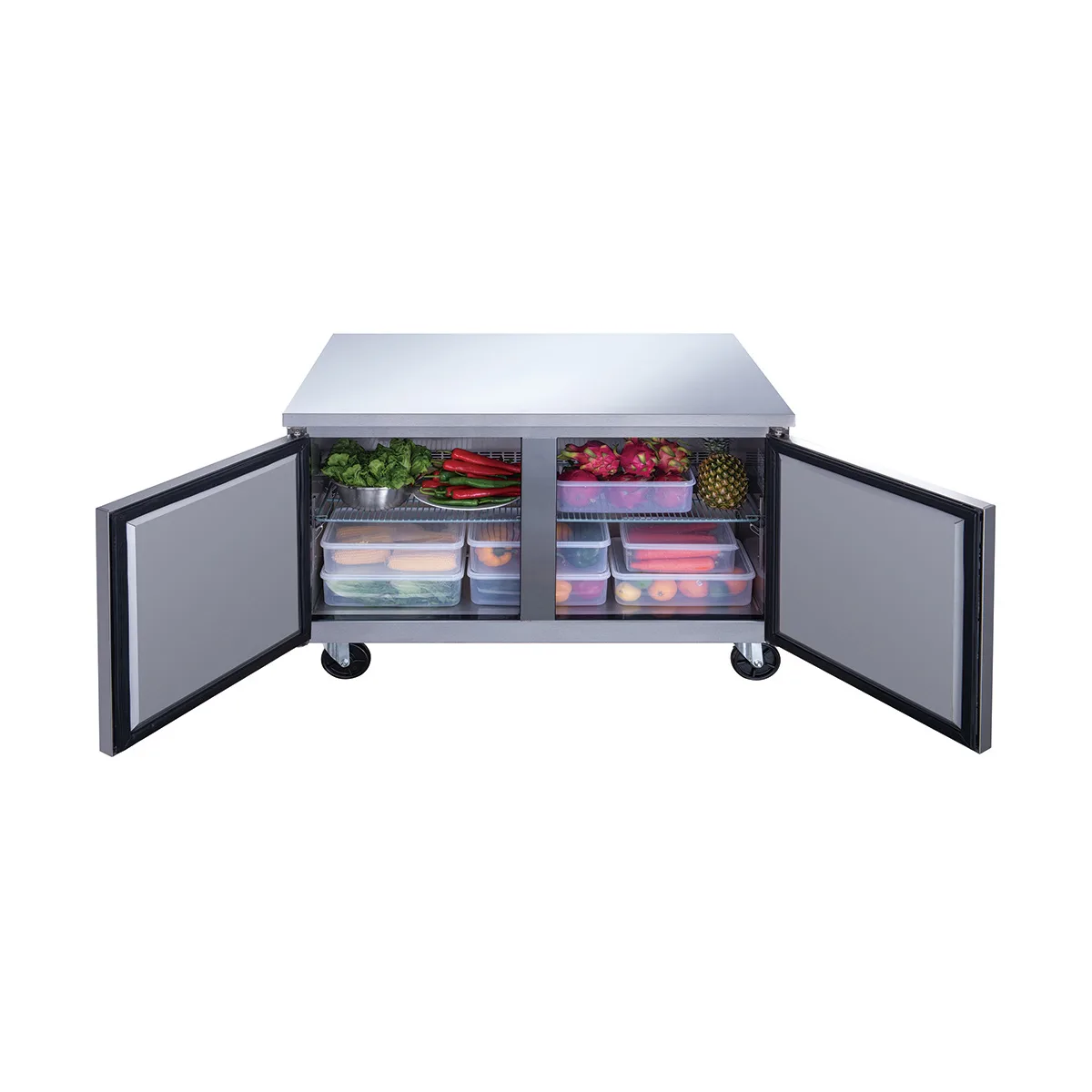 Dukers Appliance Co DUC48R 48" 2-Doors Undercounter Refrigerator, Stainless Steel, 12.21 cu. ft.