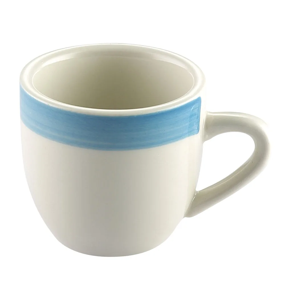 CAC China R-35-BLU - A.D Cup, 3.5 oz 2.5" Dia x 2.5" H, Blue/White Ceramic, Dishwasher Safe - 1 Dozen