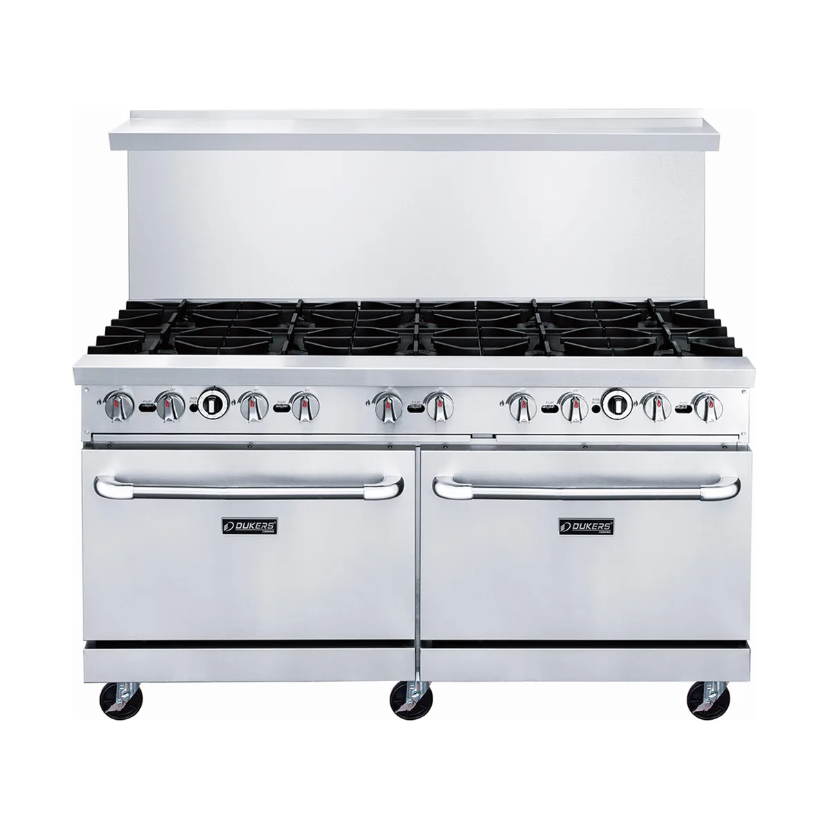 Dukers Appliance Co DCR60-10B 60" Gas Restaurant Range, 10 Burners, 2 Standard Ovens, 400.000 BTU