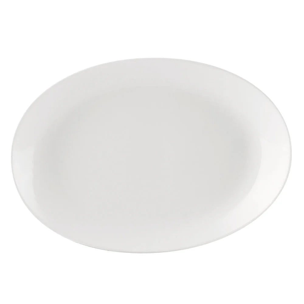 CAC China COP-514 Platter, 12½" L x 9" W x 1¾" H Oval Coupe Rim Porcelain Dishwasher Safe - Dozen