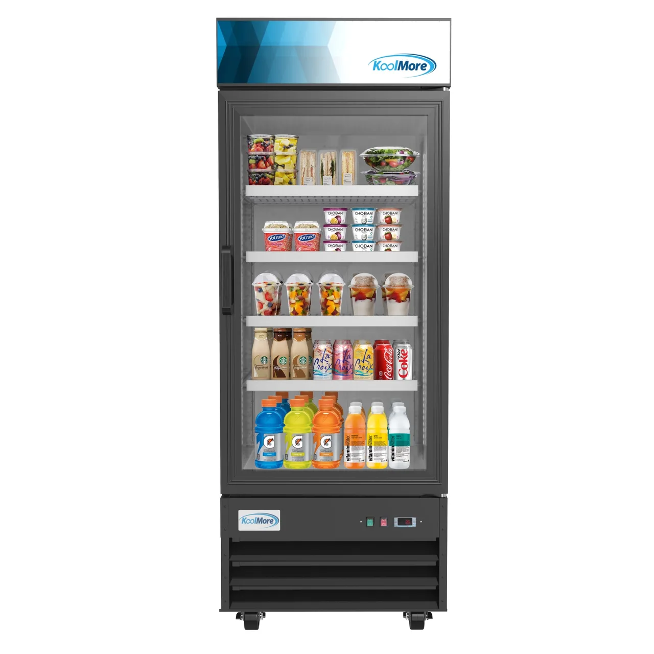 Koolmore MDR-1GD-23C 28" Glass Door Refrigerator, 23 cu ft, Black Steel, R‑290, 1/5 HP, LED Light