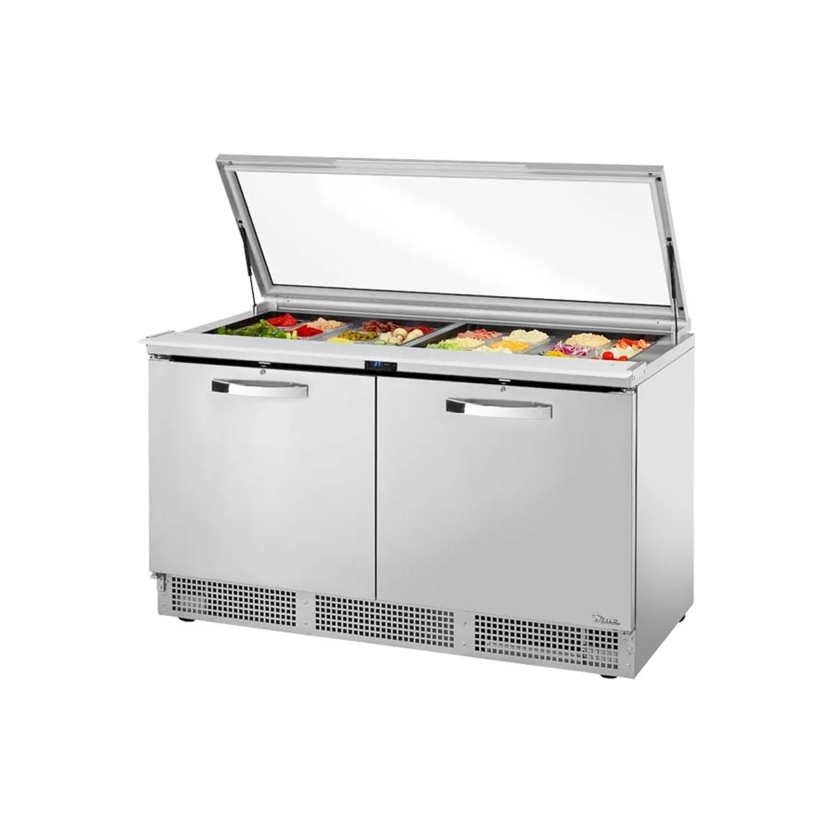 True TFP-64-24M-HC FGLID~SPEC3 64" Mega Top Sandwich/Salad Prep Table w/ 2 Doors, 24 Pans