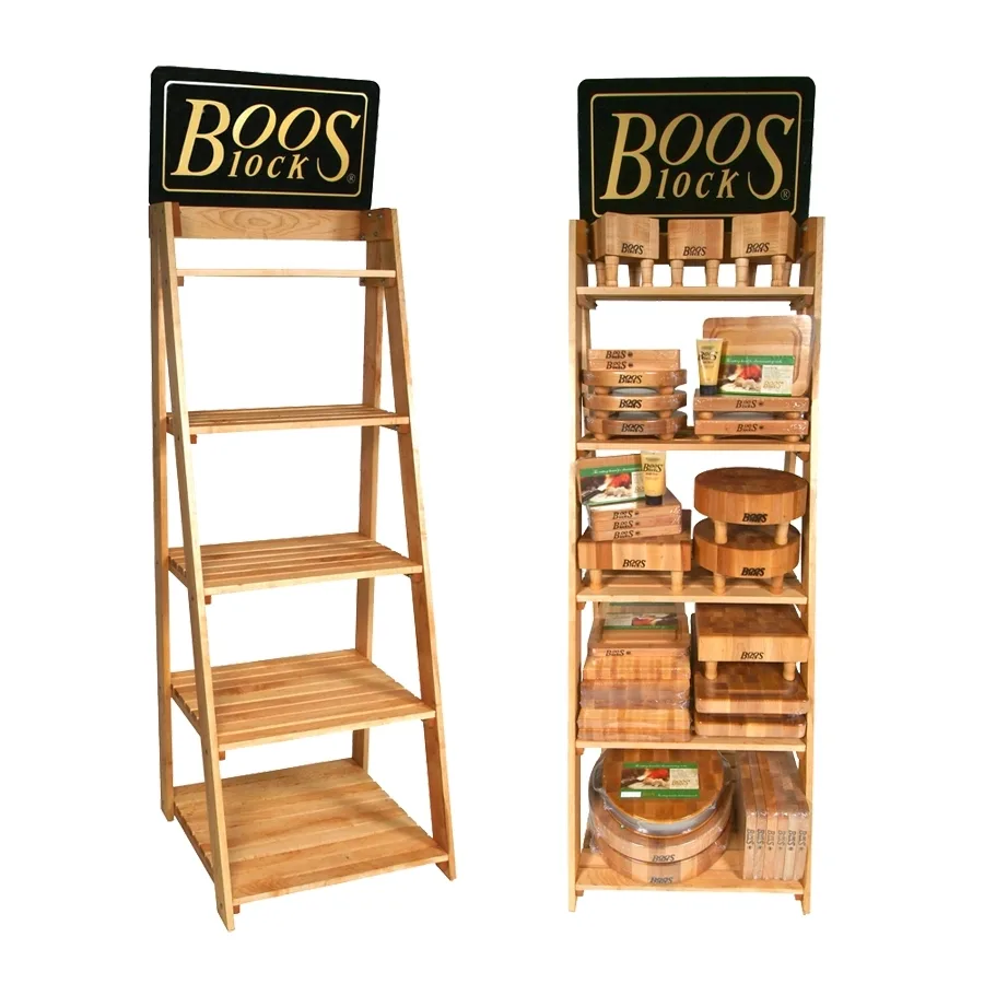John Boos DRACKB4 3 Shelf Cutting Board Display Rack w/ Varnique Finish