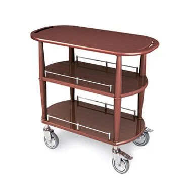 Lakeside 70531 Serving Cart w/ Oval Top and 2 Shelf, Handle Cut-Outs, Spice Veneer Finish