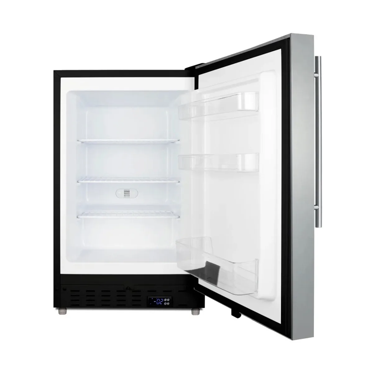 Summit ALFZ37BSSHV 20" Built-in or Freestanding Undercounter Freezer in Black, w/ Stainless Steel Door, 2.68 cu. ft.