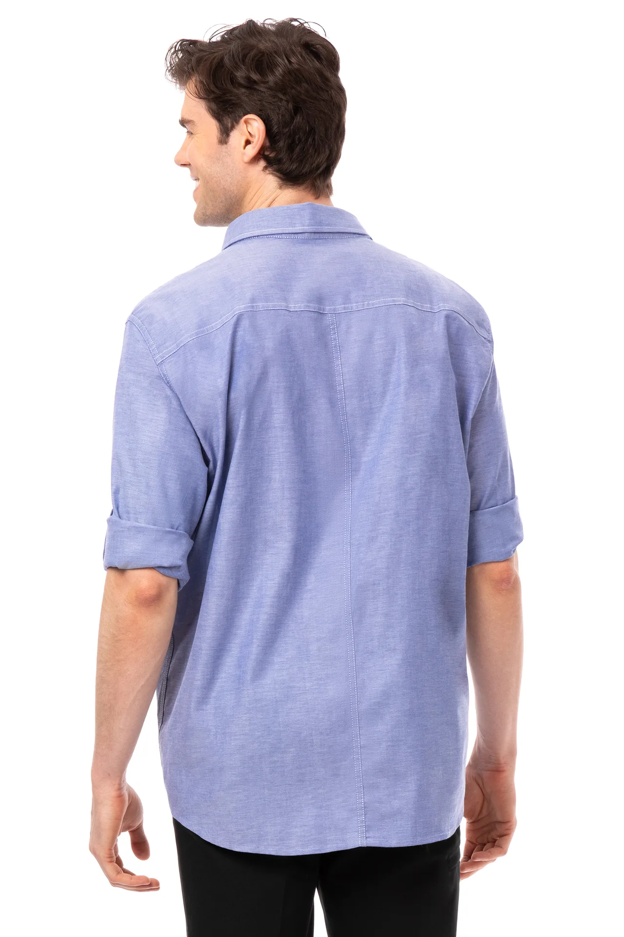 Chef Works SES01-BLU-M Modern Oxford Cook Shirt, Medium, Blue, Poly/Cotton/Elastane