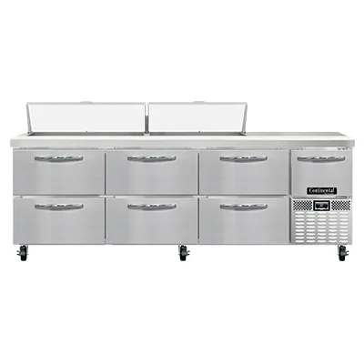 Continental Refrigerator RA93N18-D 93" Sandwich / Salad Prep Table w/ 6 Drawers & 1 Door, 18 Pans