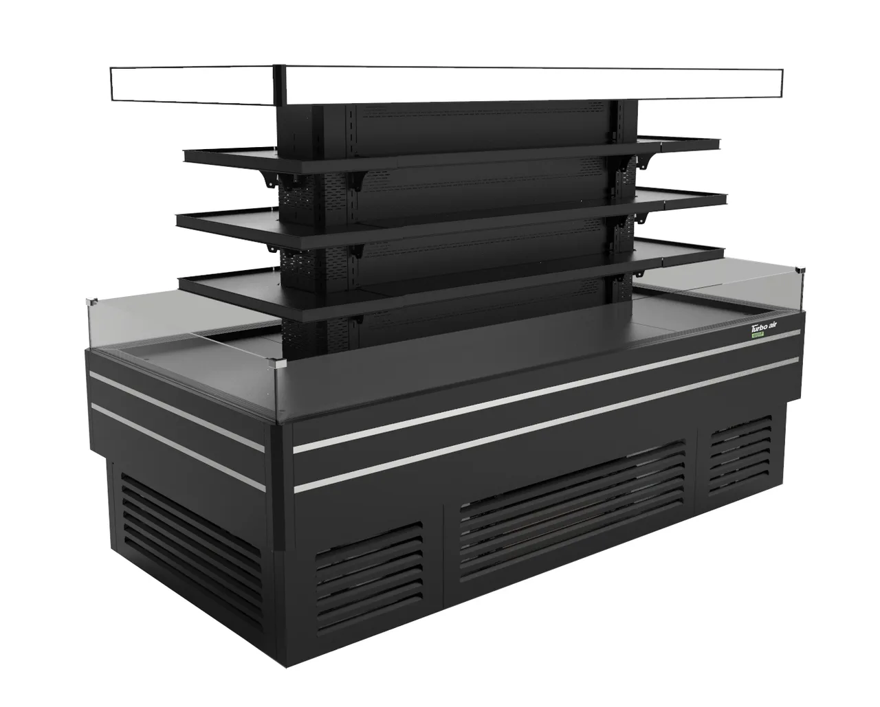 Turbo Air TIOM-48CSCB-N 96" Island Display Self-Serve Refrigerated Merchandiser in Black, 3 Shelves