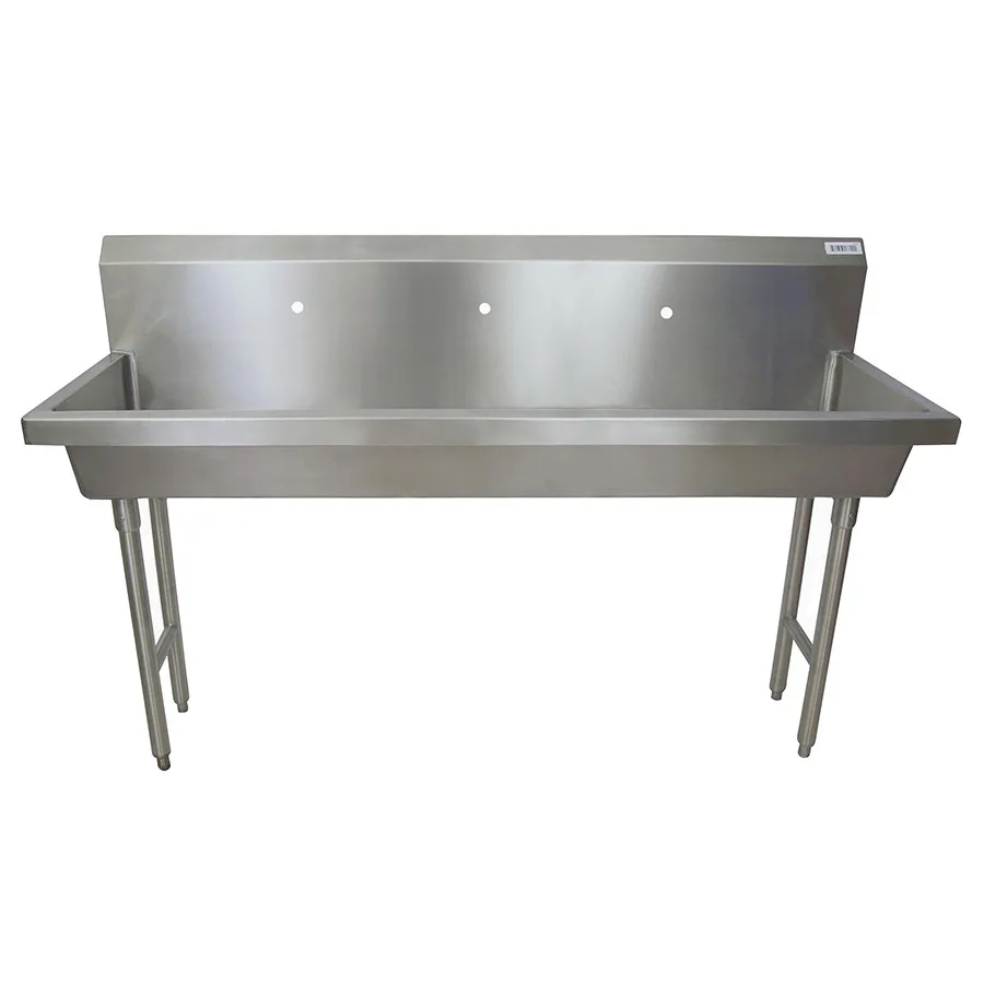 BK Resources MSHS-72F1 72" Freestanding Hand Sink without Faucet - 14 gauge / Single Hole