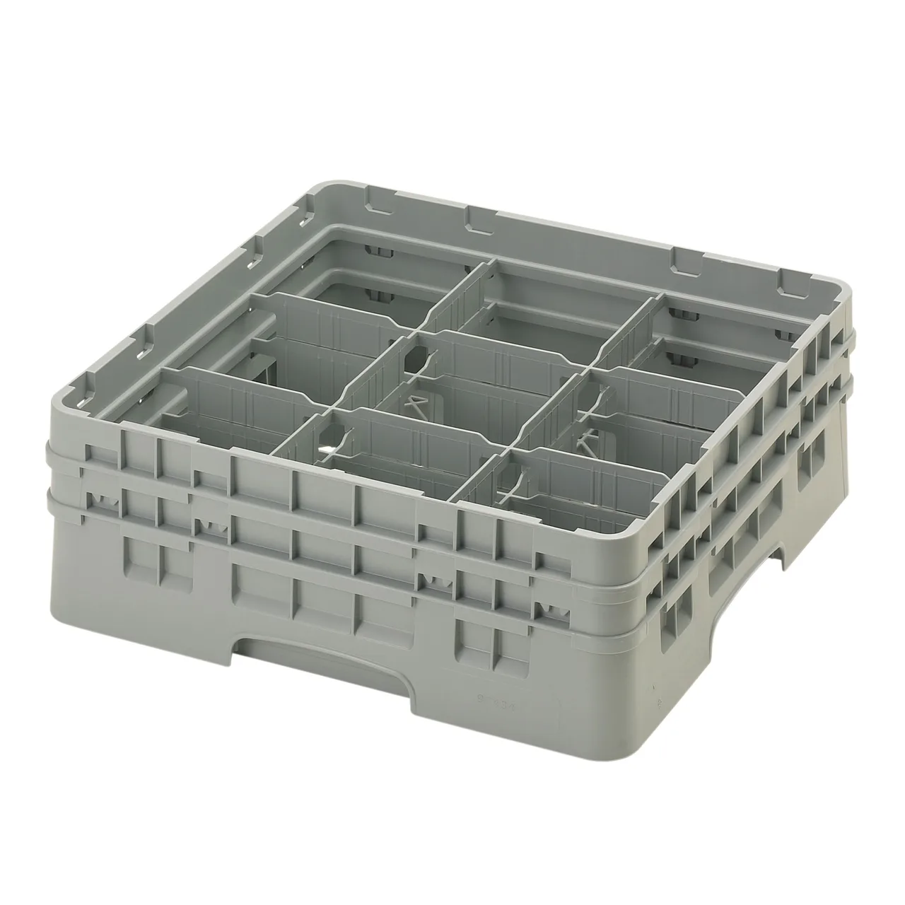 Cambro 9S434151 Camrack Glass Rack, Full Size, Soft Gray, 19-3/4" x 19-3/4", 9 Compartments, 5-7/8" Max Dia, HACCP Compliant, NSF Certified