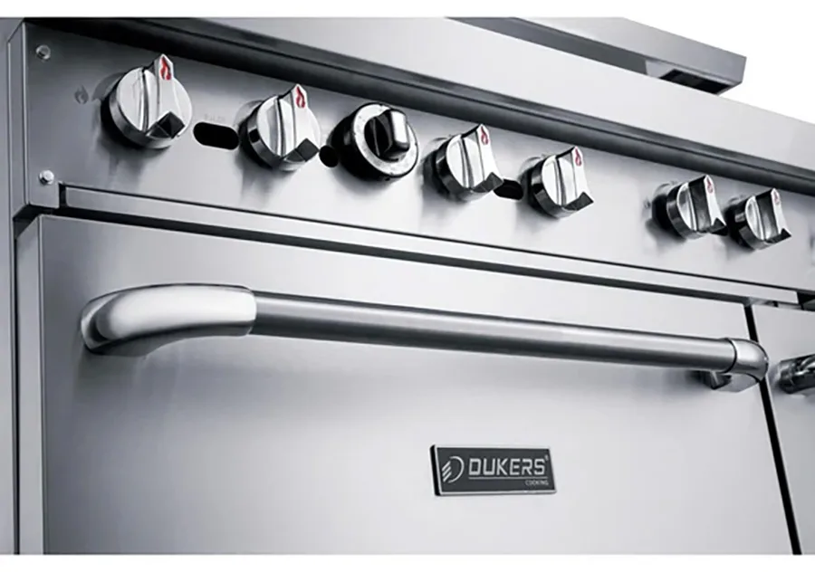 Dukers Appliance Co DCR60-10B 60" Gas Restaurant Range, 10 Burners, 2 Standard Ovens, 400.000 BTU