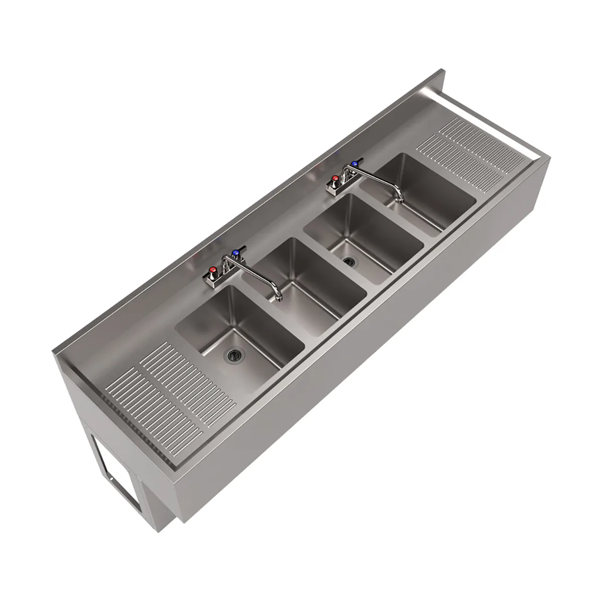 BK Resources UBB-21-472TS Underbar Sink Units, 4 Compartment with 2 Drainboards