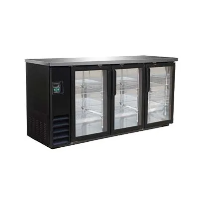 IKON IBB73-3G-24 73" Three Section Back Bar Cooler with Glass Door, 17.26 cu. ft.