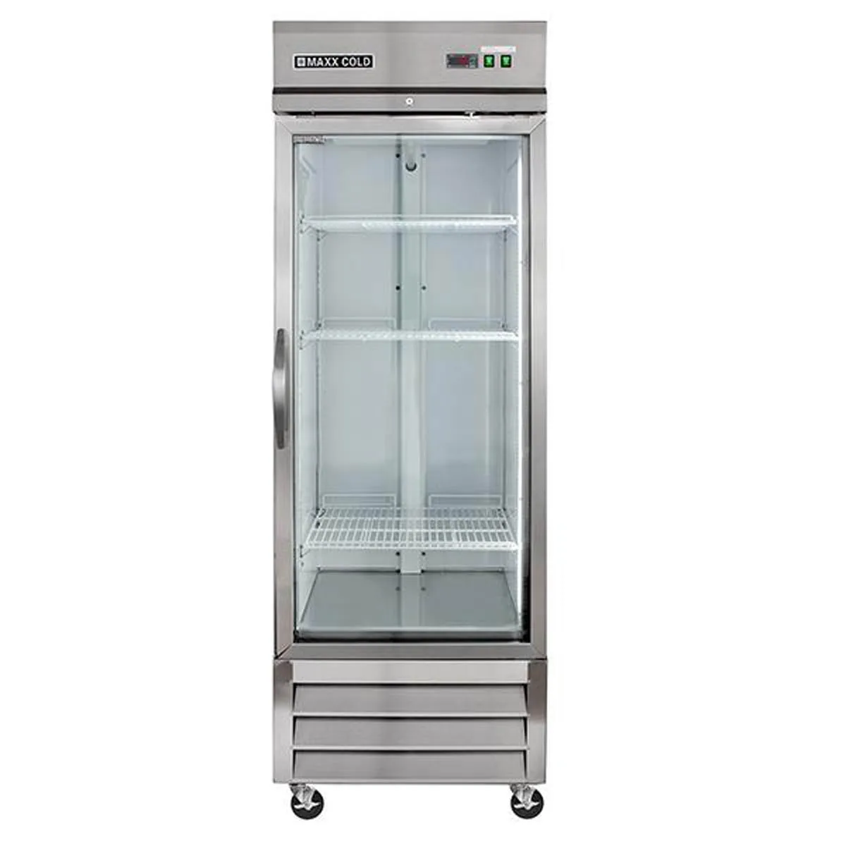 Maxx Cold MXCR-23GDHC 29" 1-Section Reach-In Refrigerator w/ Glass Door, Bottom Mounted, Stainless Steel, 23 cu. ft.