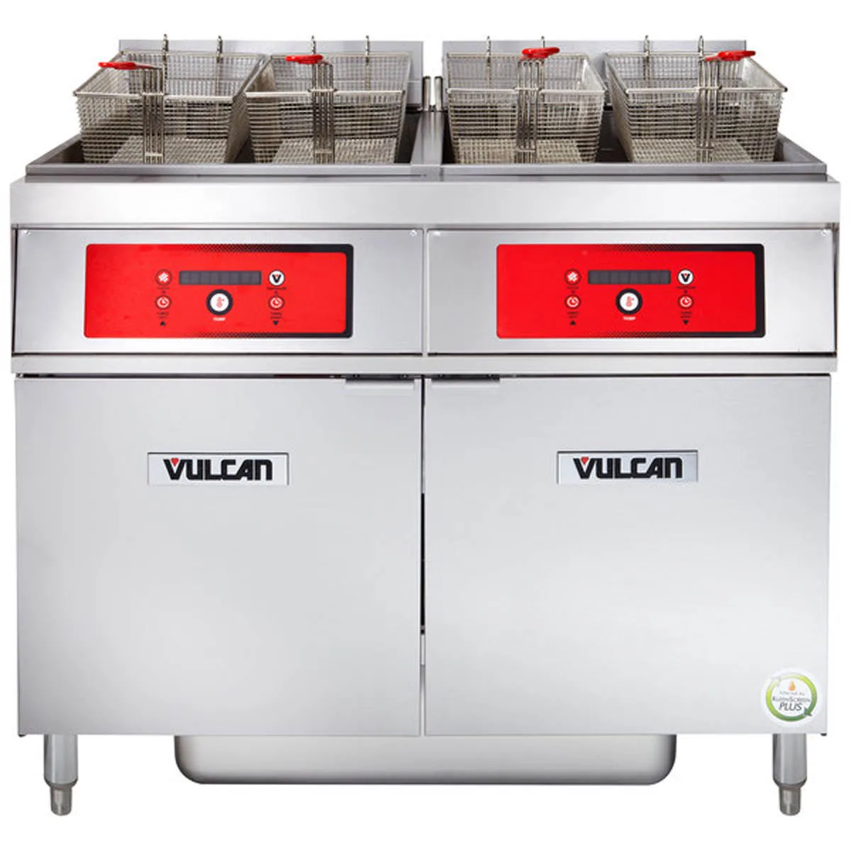 Vulcan 2ER85DF Electric Floor Fryer with Digital Controls and Built-In Filter, (2) 85 lb. Fryers