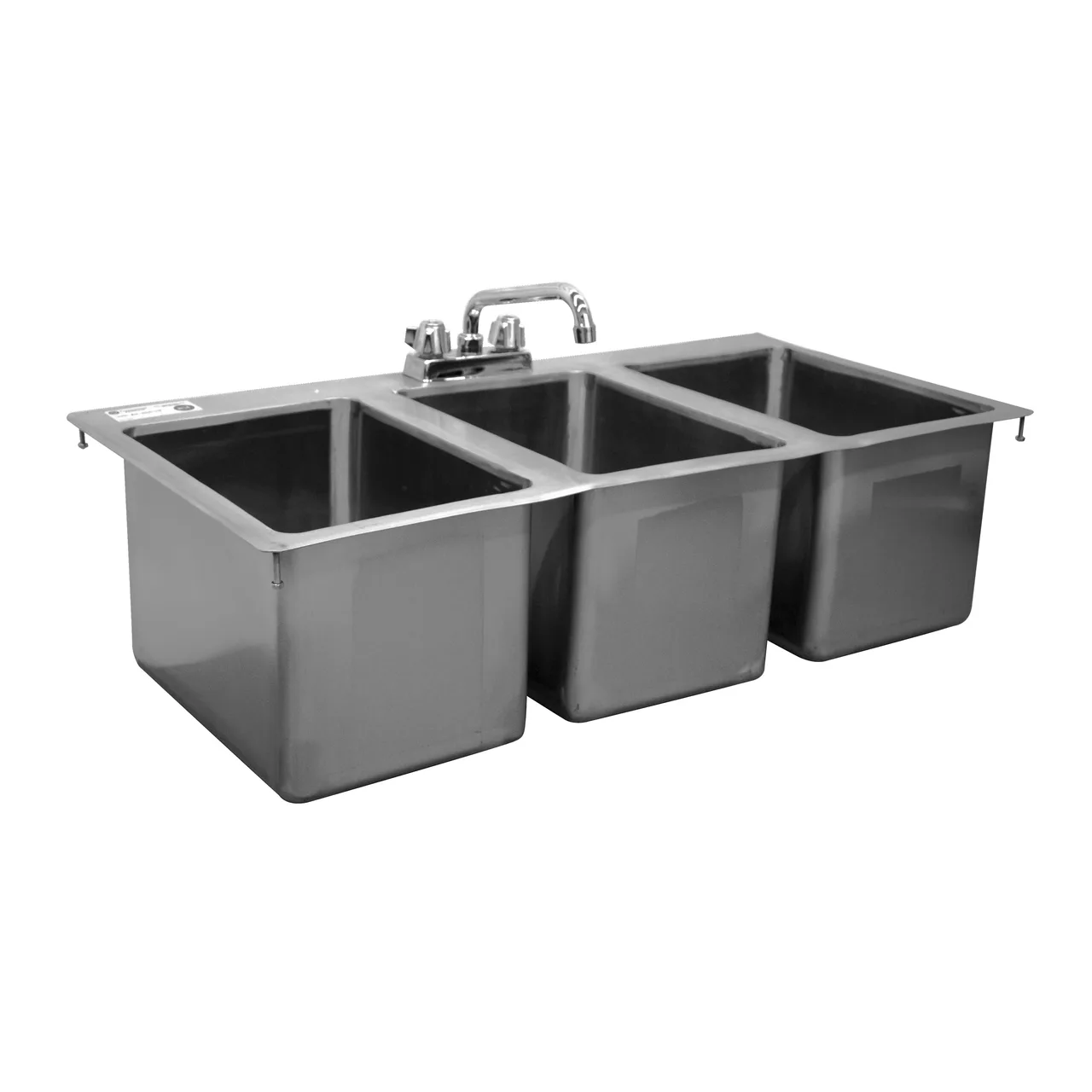 Serv-Ware DIS-3C1620-CWP 55" Drop-In Sink, 16"W x 20"L x 10"D Bowl / (3) Compartment
