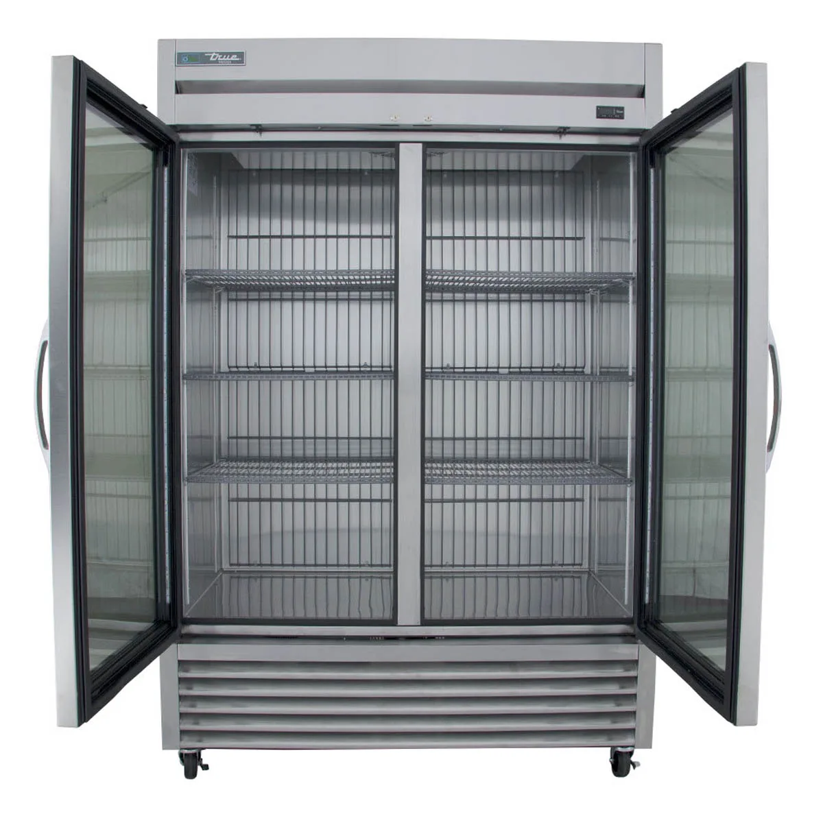 True T-49FG-HC~FGD01 54" 2-Glass Door Reach-In Freezer, Bottom Mounted, 49 cu. ft., Stainless Steel Front, Aluminum Sides