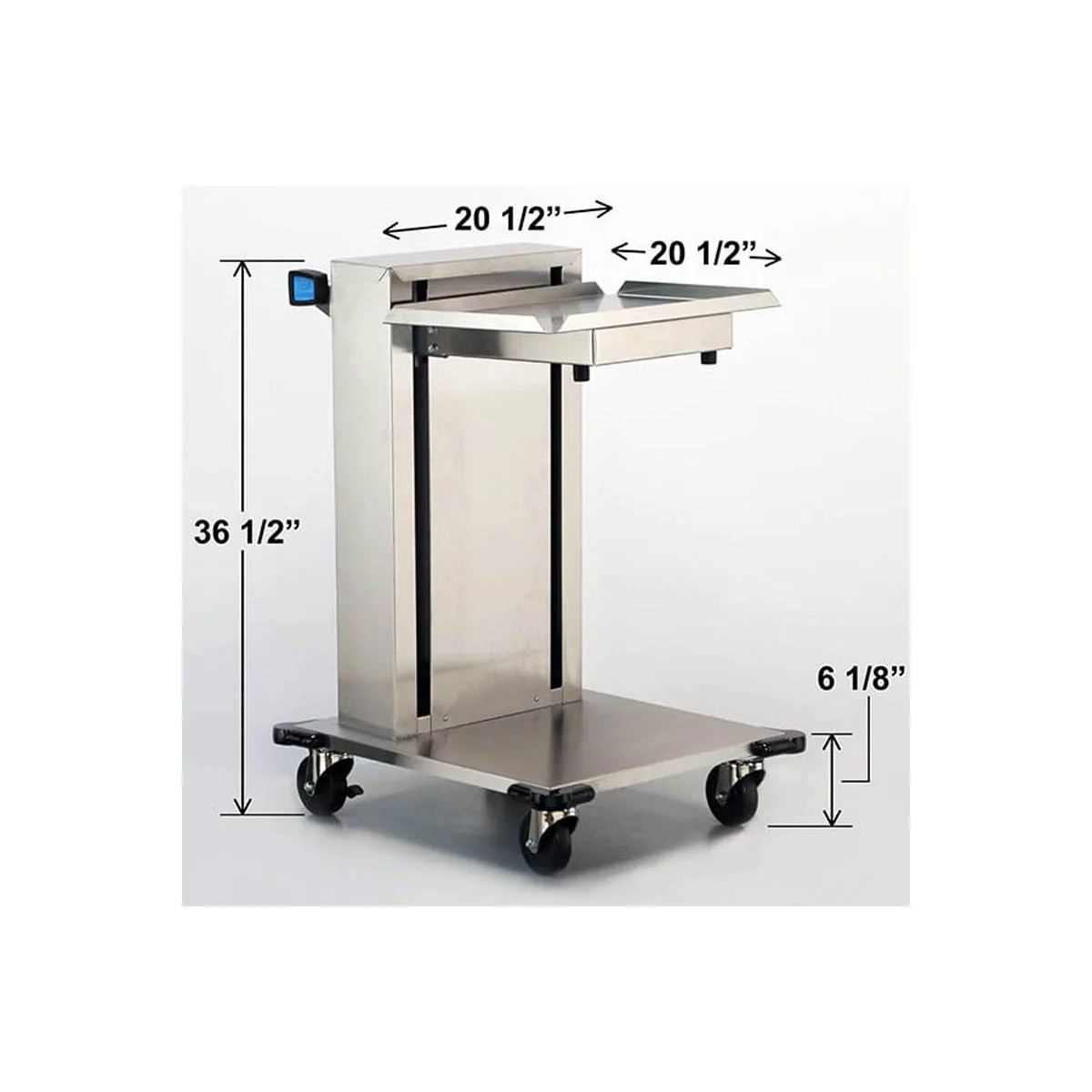 Lakeside 820 Stainless Steel Mobile Cantilever Tray Dispenser for 20" x 20" Trays