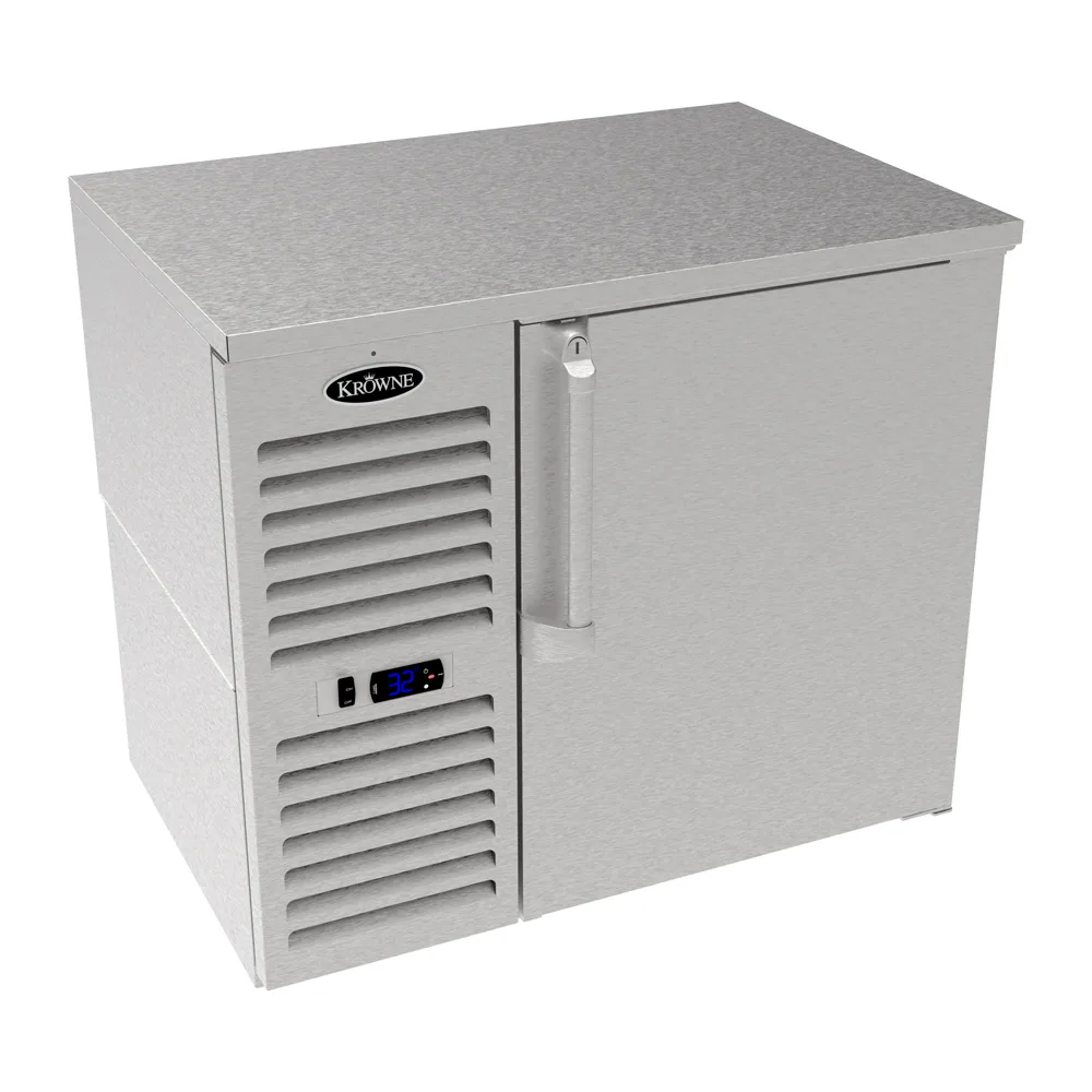 Krowne LS36 – 36" W x 24" D Back Bar Cooler Black Swing Door w/Lock LED Shelves R290 115V 1/5 HP