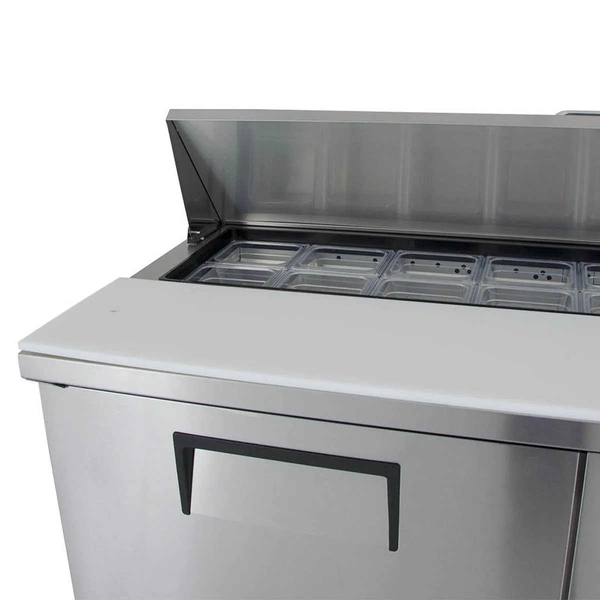 True TSSU-60-16-HC 60" Two Section Sandwich / Salad Prep Table w/ 2 Doors, 16 Pans