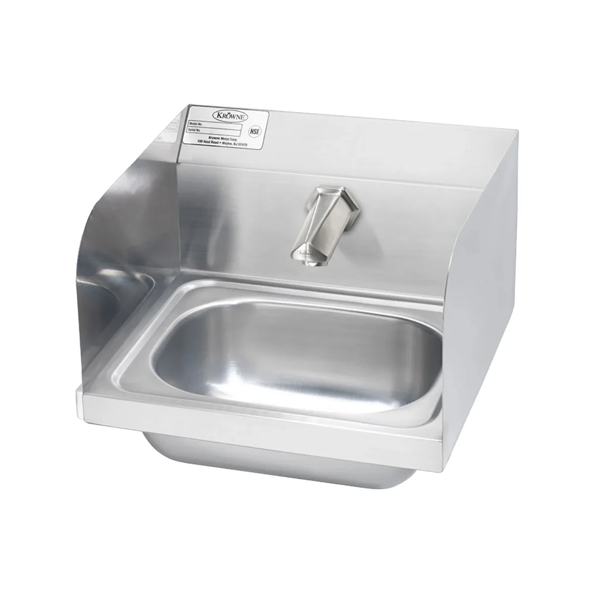 Krowne HS-70 16" Wall Mounted Hand Sink with e-Faucet & Battery Powered - 20 gauge / 3 Splashes