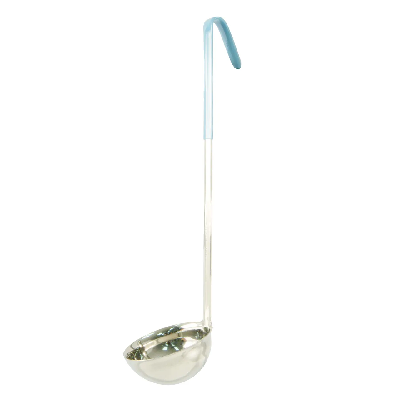 CAC China SSLD-60TL Ladle, 6 oz, 14 3/4", One-Piece, Teal Handle, Stainless Steel