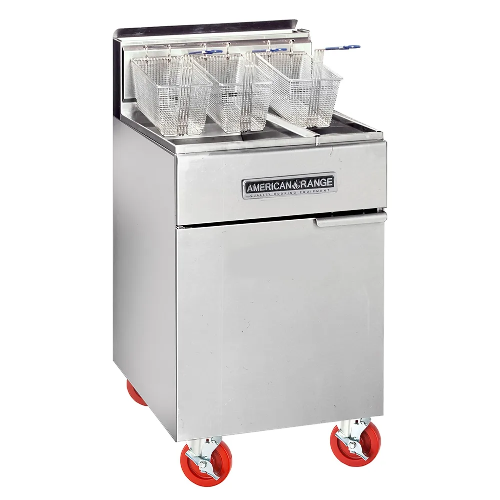 American Range AF-50/25 Multiple Battery Gas Fryer w/ 50 lbs & 25 lbs Frypots, 40.000 BTU