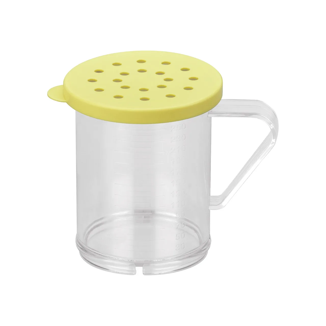 CAC China PDRG-10Y-40 Dredge, 10-11 oz Aluminum Shaker with Handle, Yellow Lid, 4mm Thickness - Set