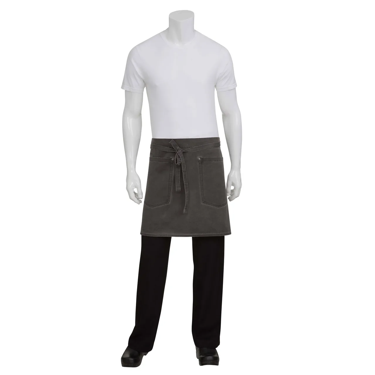 Chef Works AHWAQ014-PEW-0 Waist Apron, 19"L X 31"W, 100% Cotton, Pewter, 2 Pockets - 1/Case