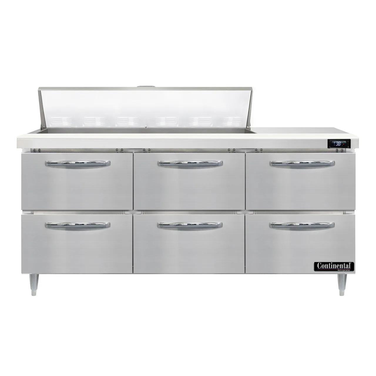 Continental Refrigerator D72N12-D 72" Sandwich / Salad Prep Table w/ 6 Drawers, 12 Pans