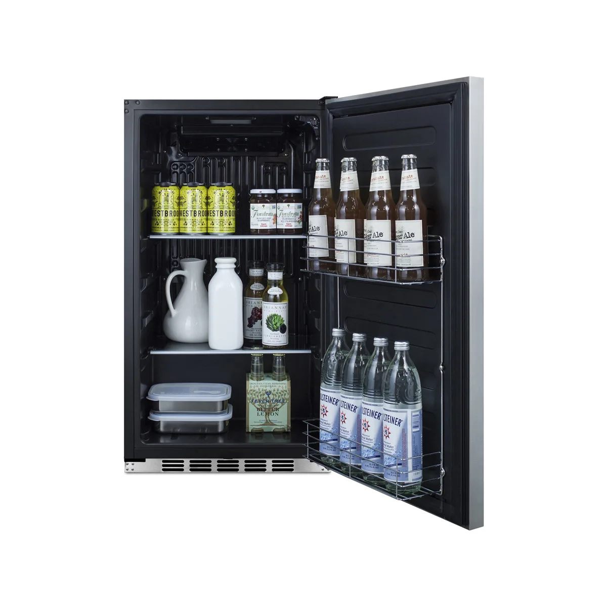 Summit FF195H34 19" Built-in or Freestanding Undercounter Refrigerator in Black, Stainless Steel Door, 3.13 cu. ft
