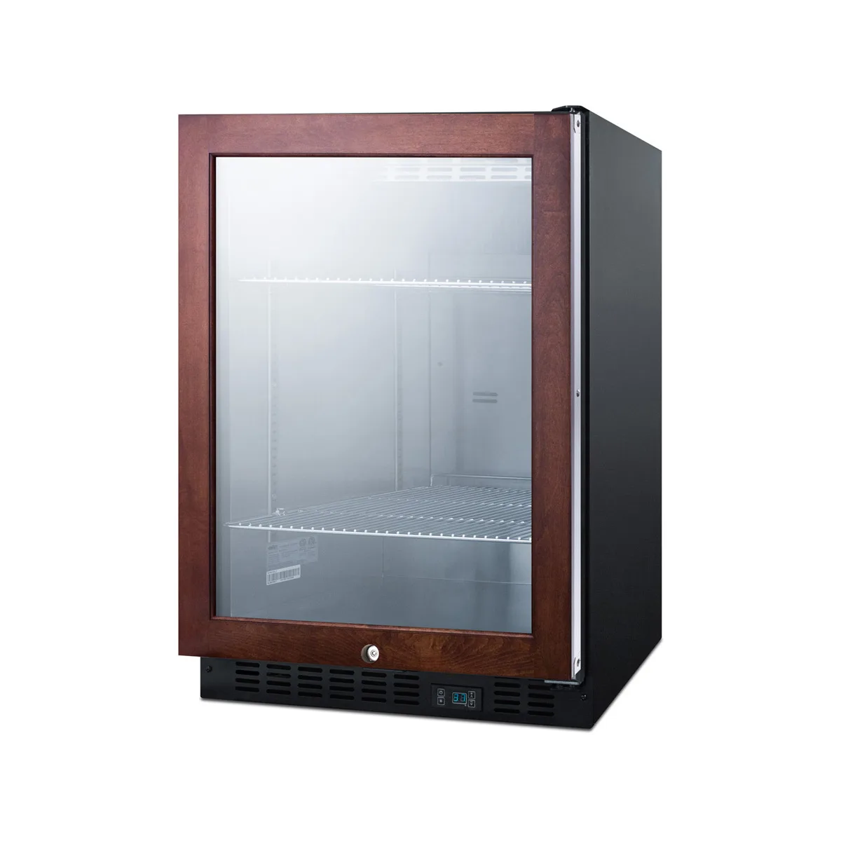 Summit SCR610BLPNR 24" Beverage Center w/ Glass Door, Black Exterior, 5 cu.ft